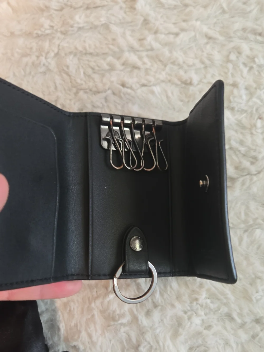 Coach Black Signature Card & Key Holder with Snap